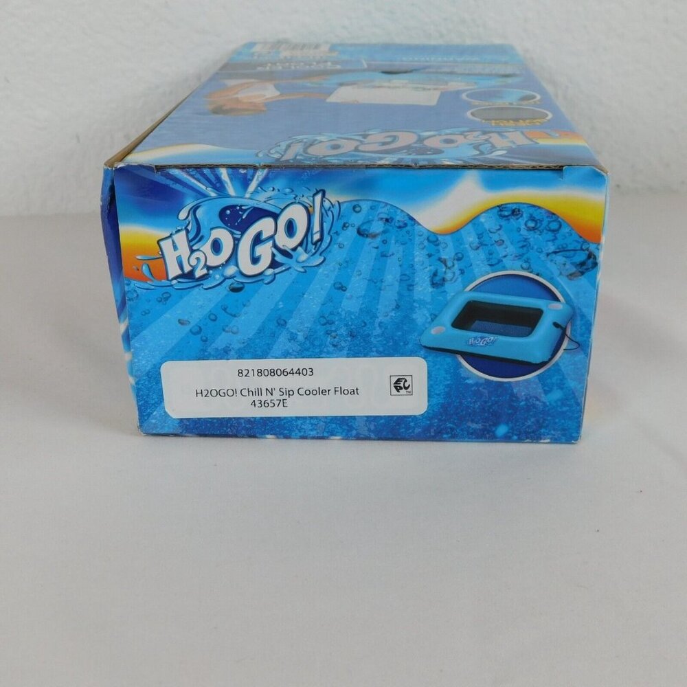 H2O GO Inflatable Cooler Float Blue Summer Pool 32 x 26" Mesh Bottom Tow Rope - Picture 7 of 8